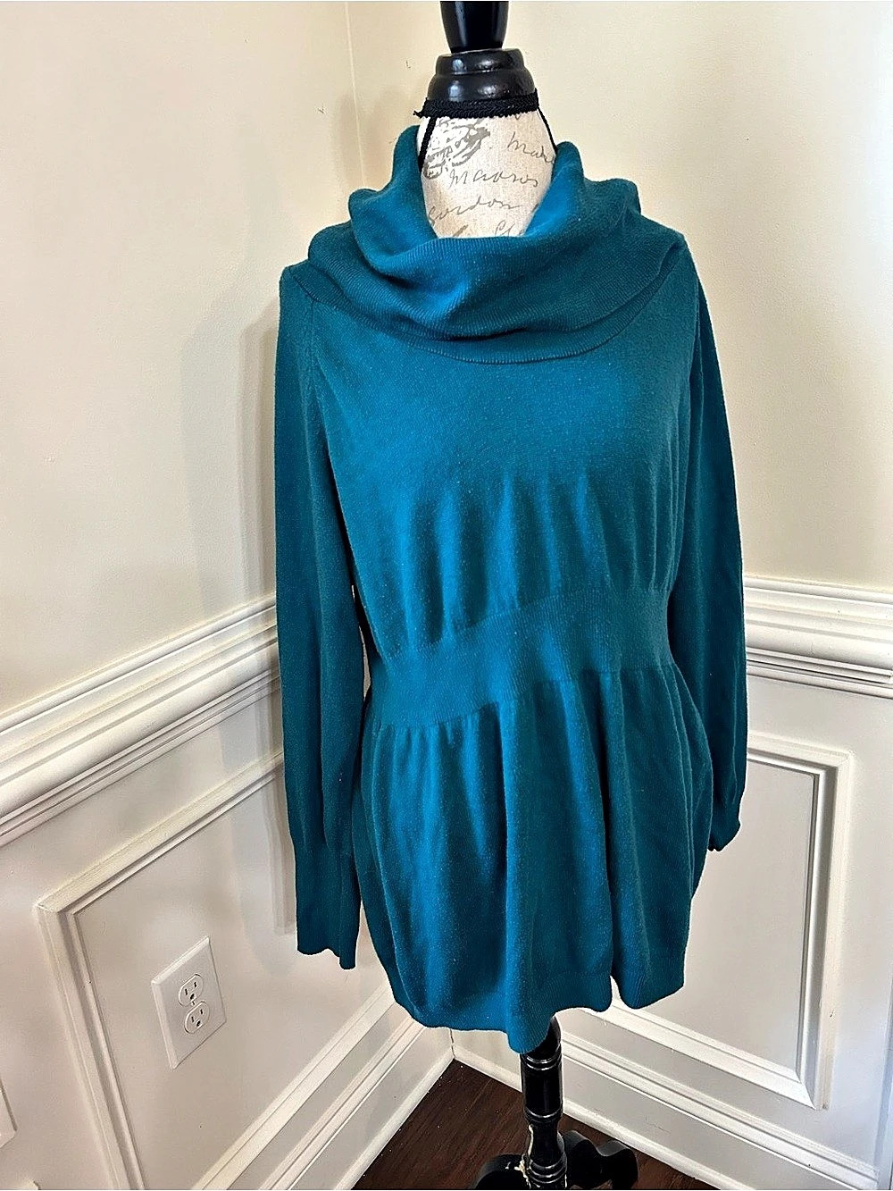 Old Navy Cowl Neck Tunic Sweater in Teal Size 2X Like New